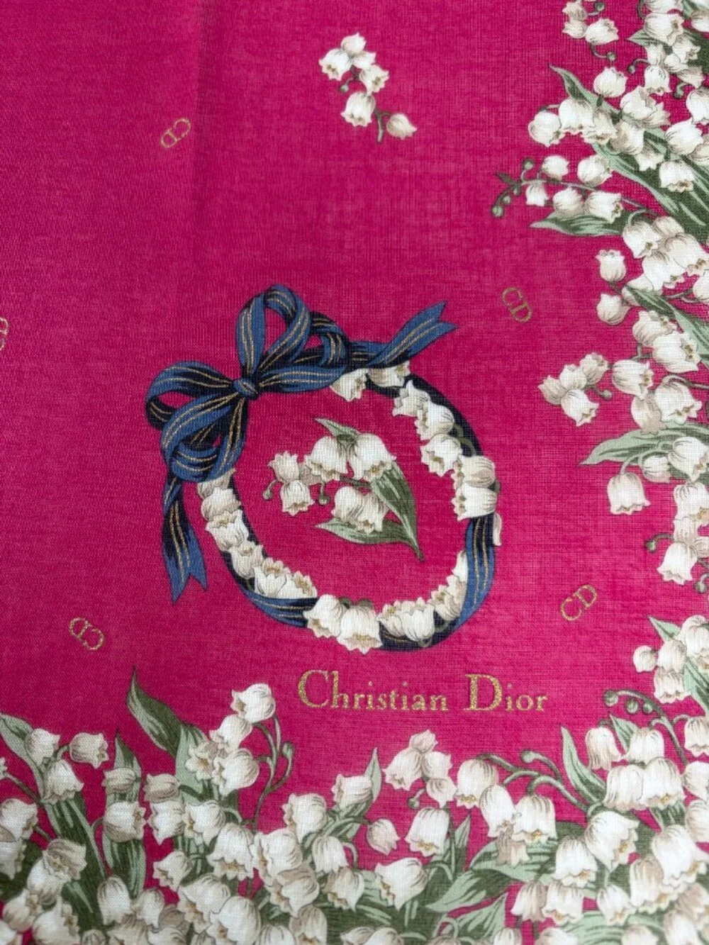 Vintage Christian Dior Lily of the Valley Cotton Scarf